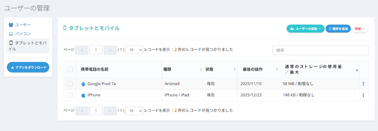 タブレットとモバイル